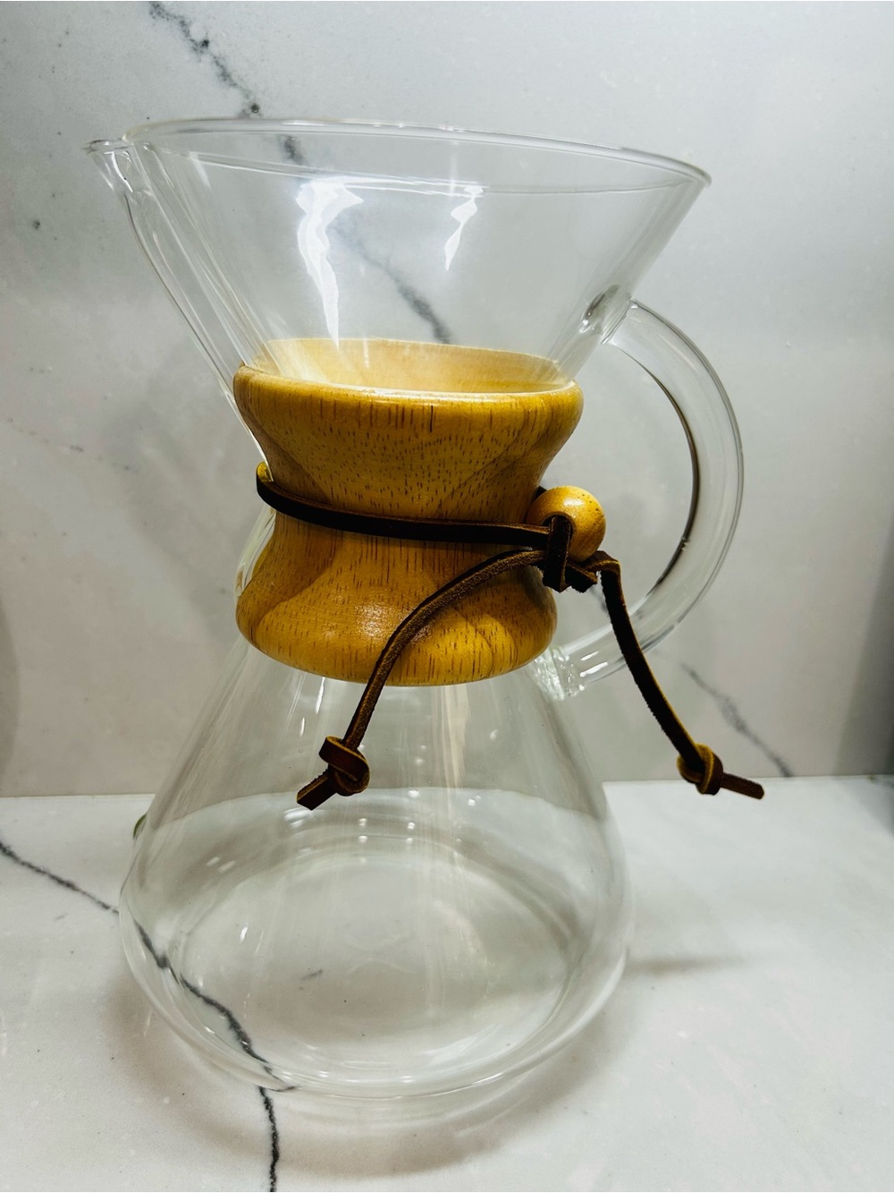 Pour-Over Glass Coffee Maker with Wood Collar
